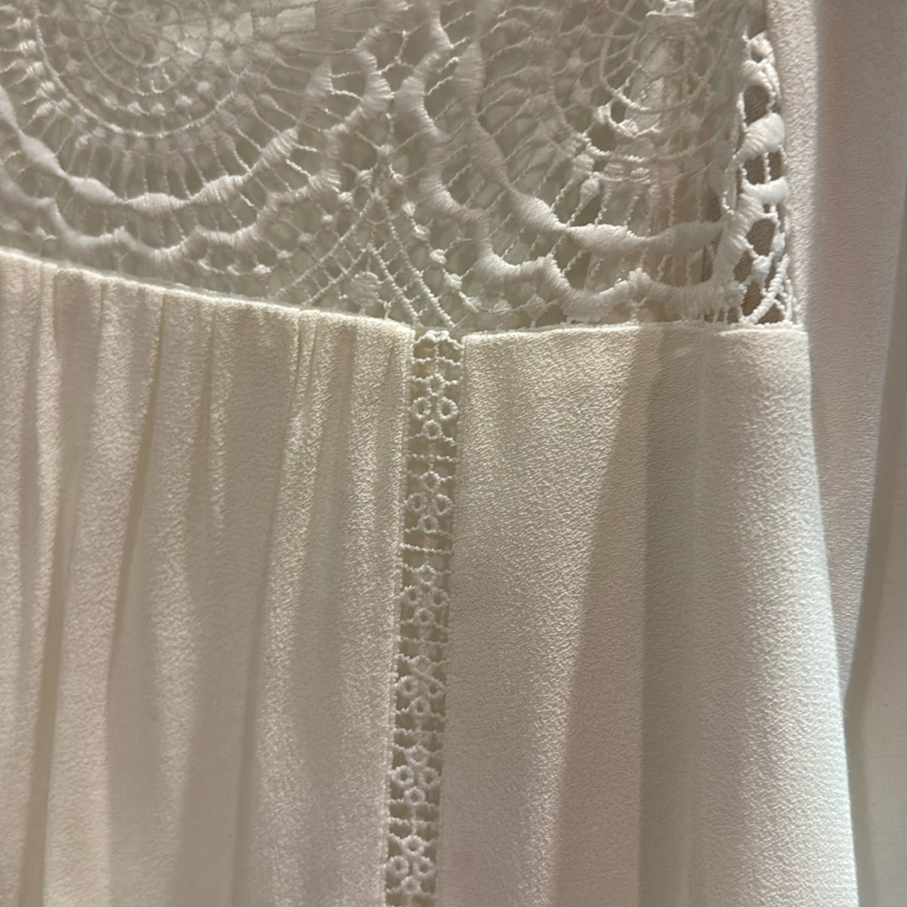 JOIE Ivory Tabara Dress S Lace Inserts Square Neck Long Sleeve Lined Wedding - Picture 6 of 13